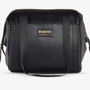 Igloo Luxe Black Vegan Leather Insulated Tote Cooler Bag New With Tags!